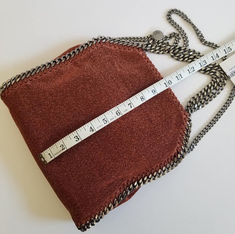 Stella McCartney Lurex Falabella Three Chain Crossbody Bag Rust - Picture 11 of 12